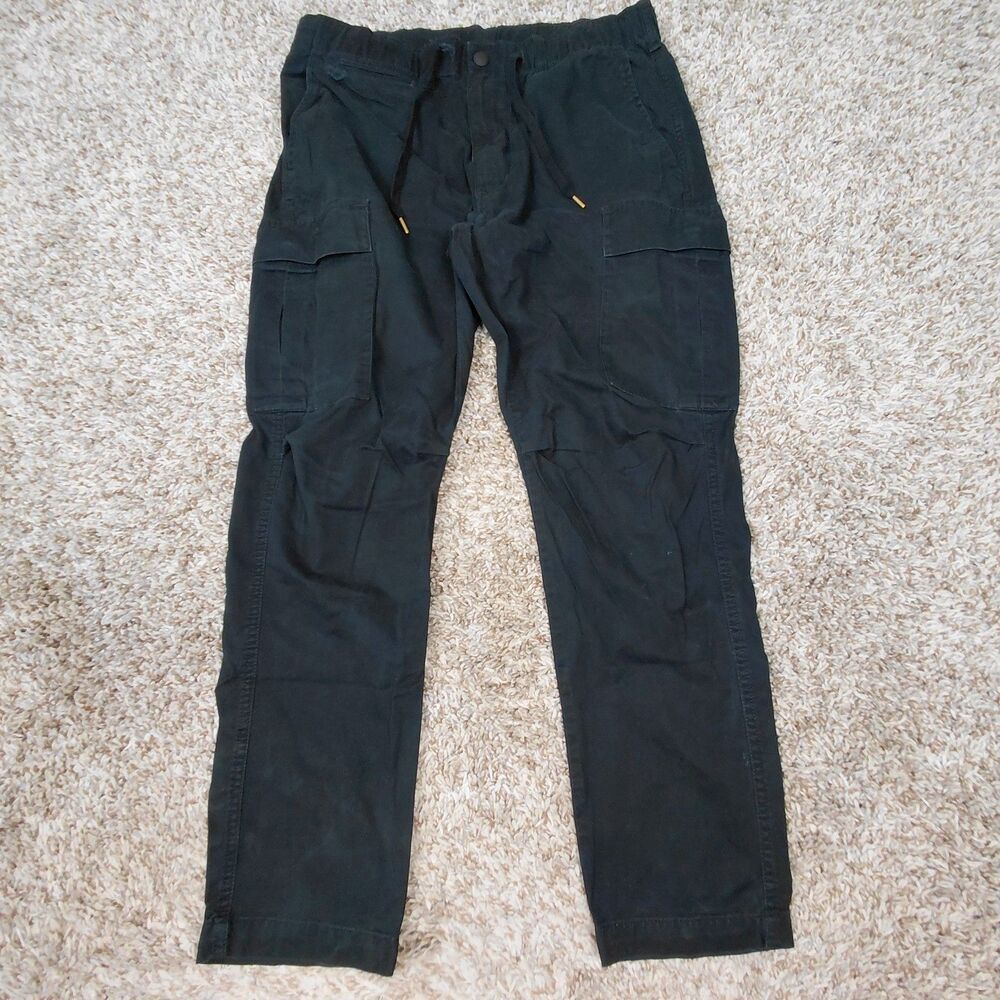 Polo Ralph Lauren Cargo Pants Men 32x27 (Hemmed) Black Slim Fit Twill Drawstring